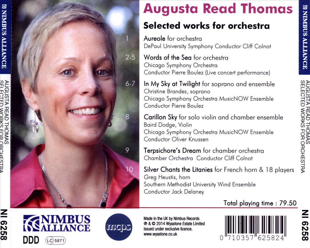 Augusta Read Thomas: Aureole; Carillon Sky; Words of the Sea; Terpsichore's Dream; In My Sky at Twilight cover art