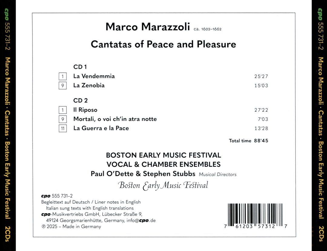 Marco Marazzoli: Cantatas of Peace and Pleasure cover art