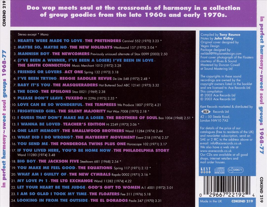 In Perfect Harmony: Sweet Soul Groups 1968-1977 cover art