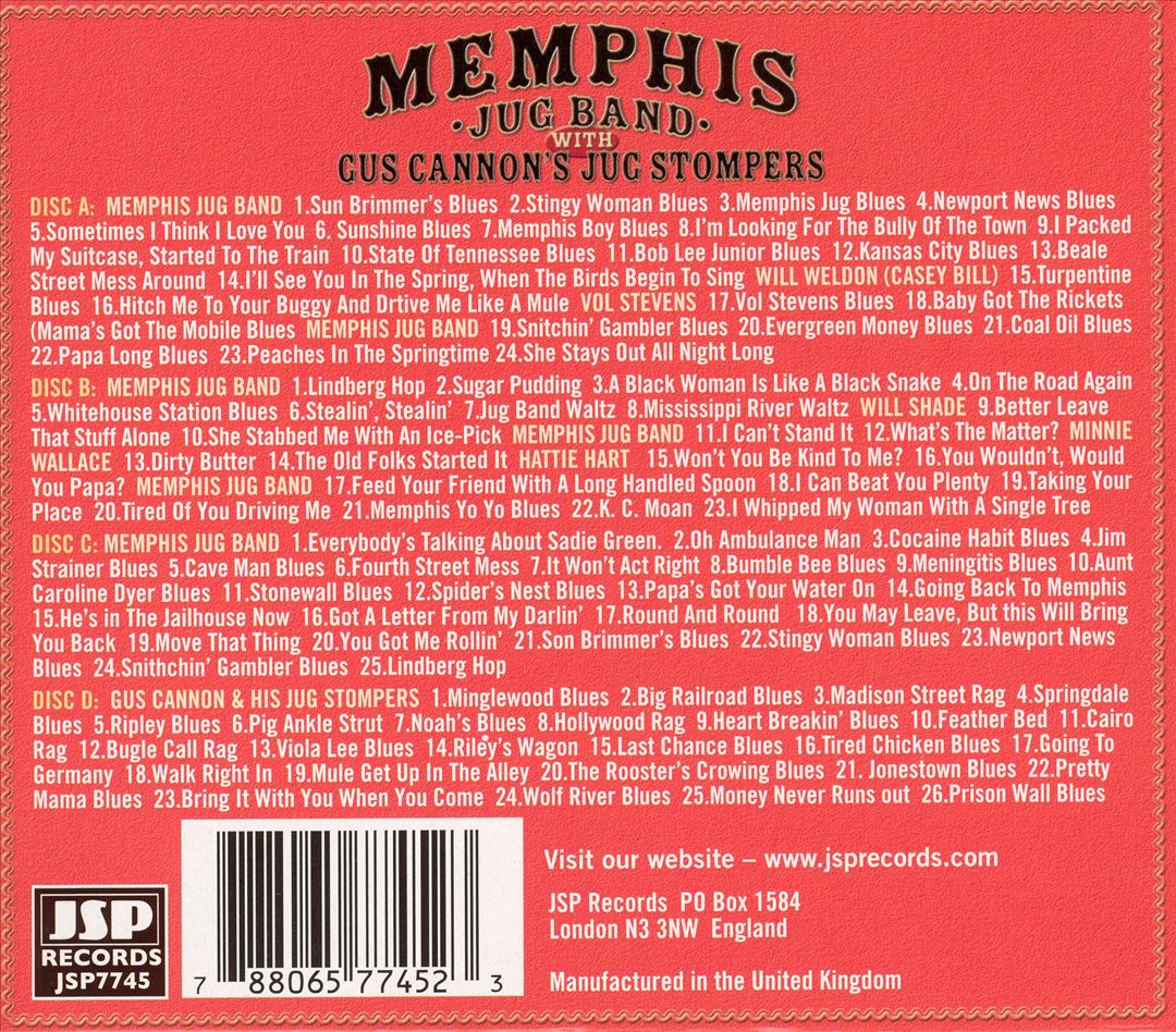 Memphis Jug Band with Gus Cannon's Jug Stompers cover art