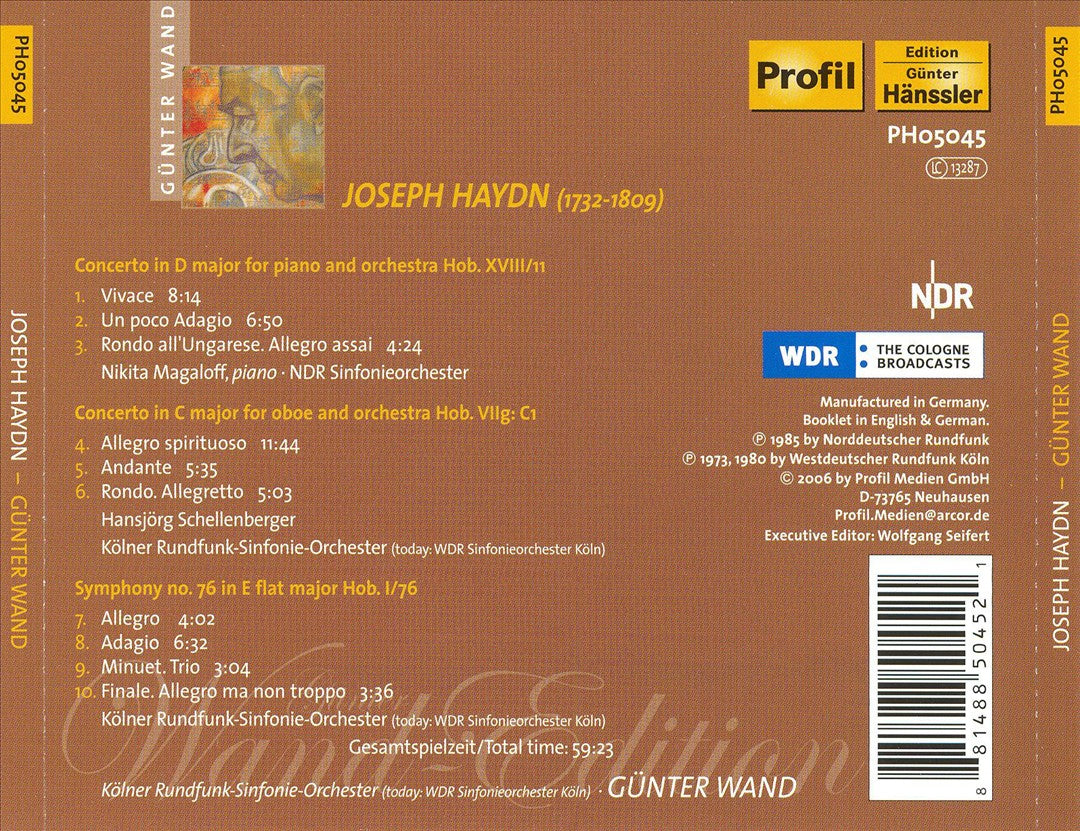 Joseph Haydn: Concerto in D major for Piano; Concerto in C major for Oboe; Symphony No. 76 cover art