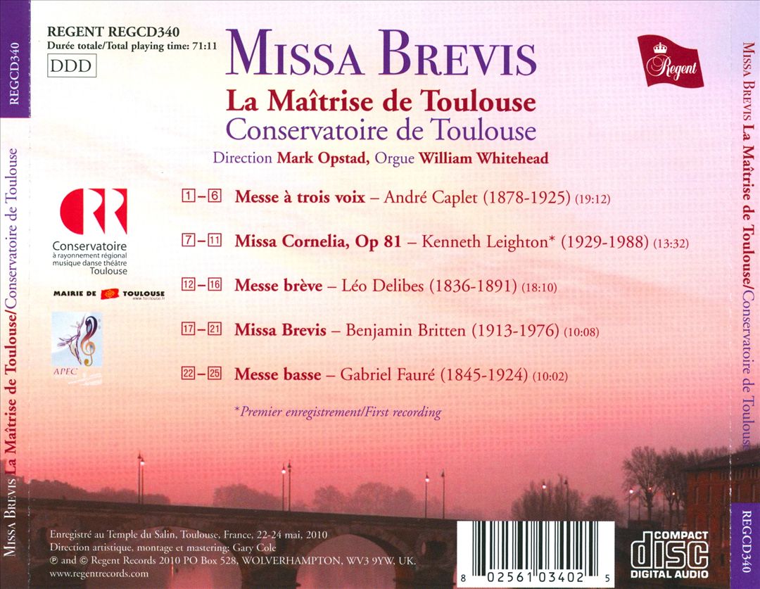 Caplet, Leighton, Delibes, Britten, Fauré: Missa Brevis cover art
