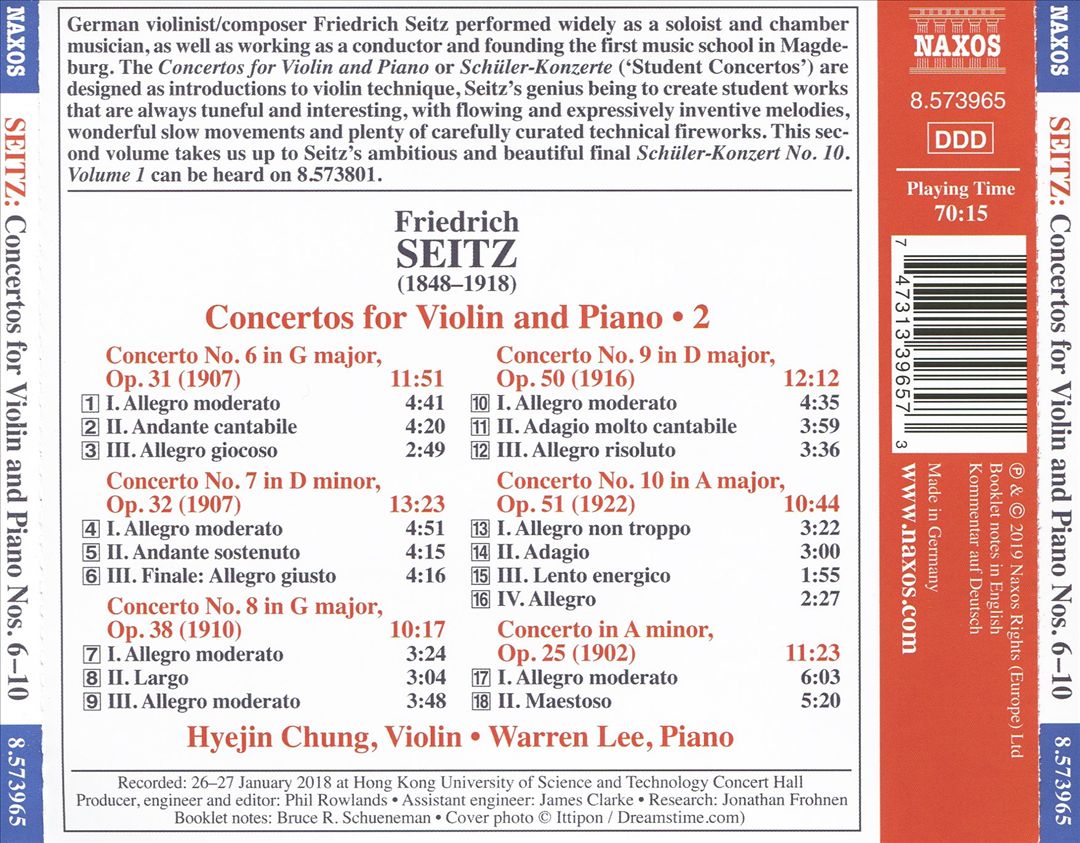 Friedrich Seitz: Concertos for Violin and Piano Nos. 6-10 and Op. 25 cover art