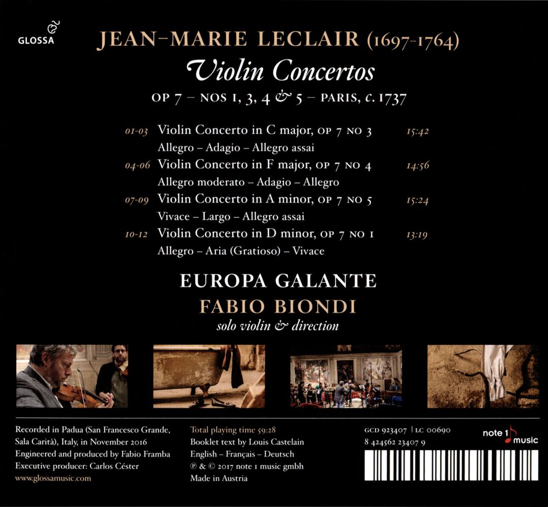 Jean-Marie Leclair: Violin Concertos, Op. 7 Nos. 1, 3, 4 & 5 cover art