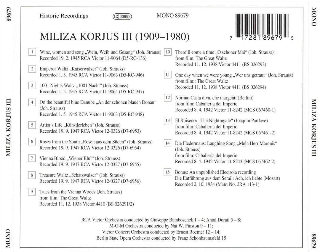 Lebendige Vergangenheit: Miliza Korjus, Vol. 3 cover art