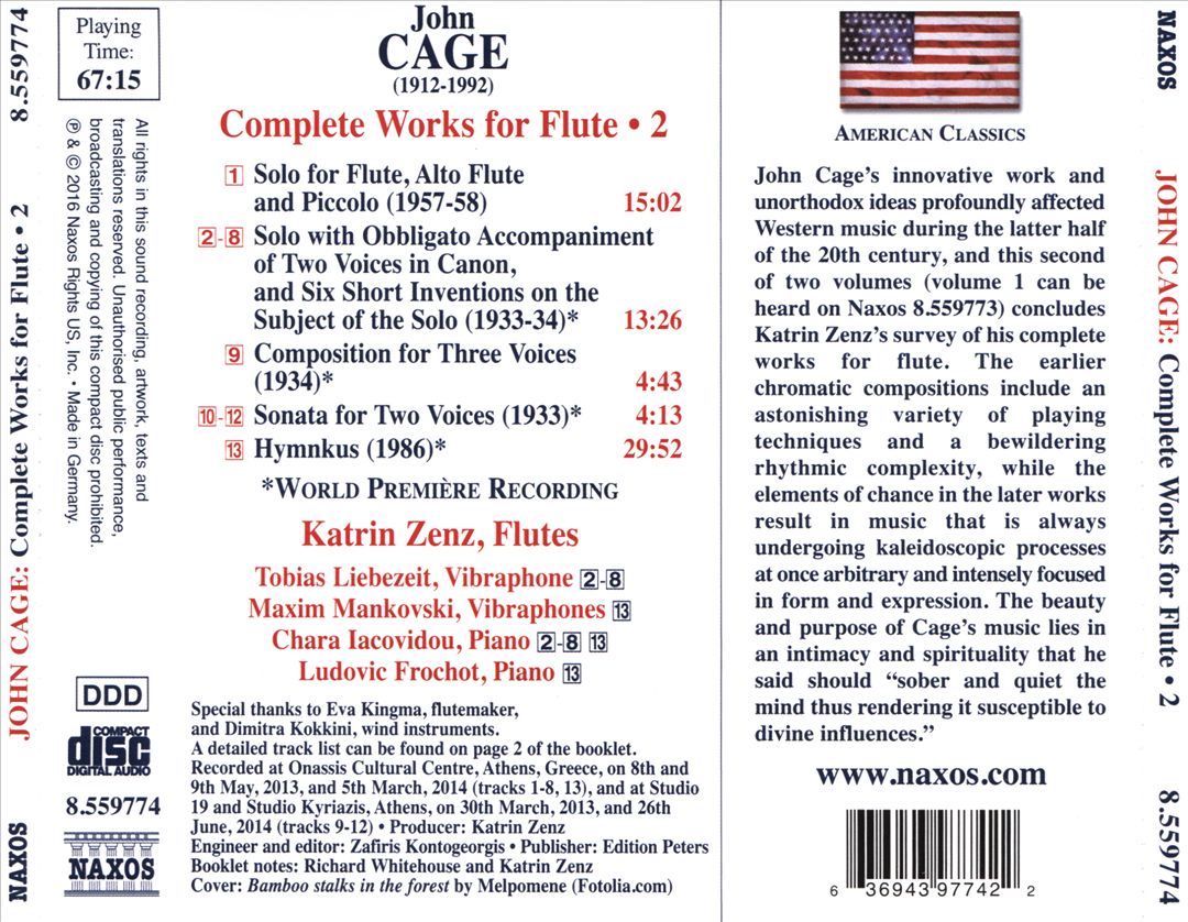 John Cage: Complete Works for Flute, Vol. 2 cover art