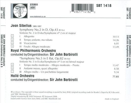 Sibelius: Symphonies Nos. 2 & 5 cover art