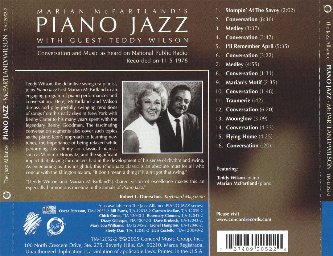 Marian McPartland's Piano Jazz with Guest Teddy Wilson cover art