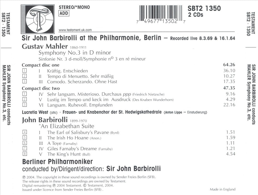 Mahler: Symphony No. 3 cover art