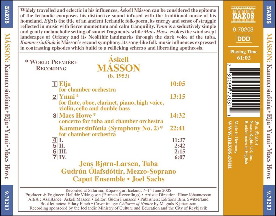 Áskell Másson: Kammersinfónía; Elja; Ymni; Maes Howe cover art
