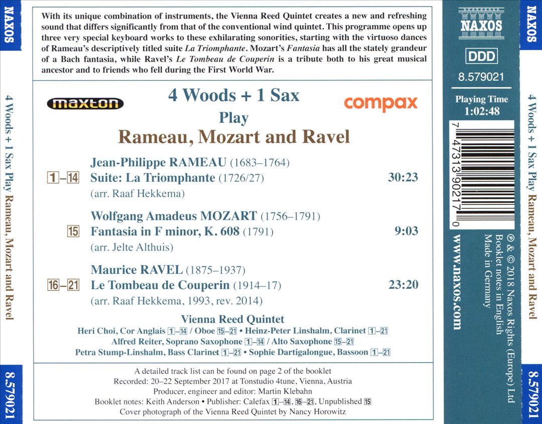 4 Woods + 1 Sax play Rameau, Mozart and Ravel cover art