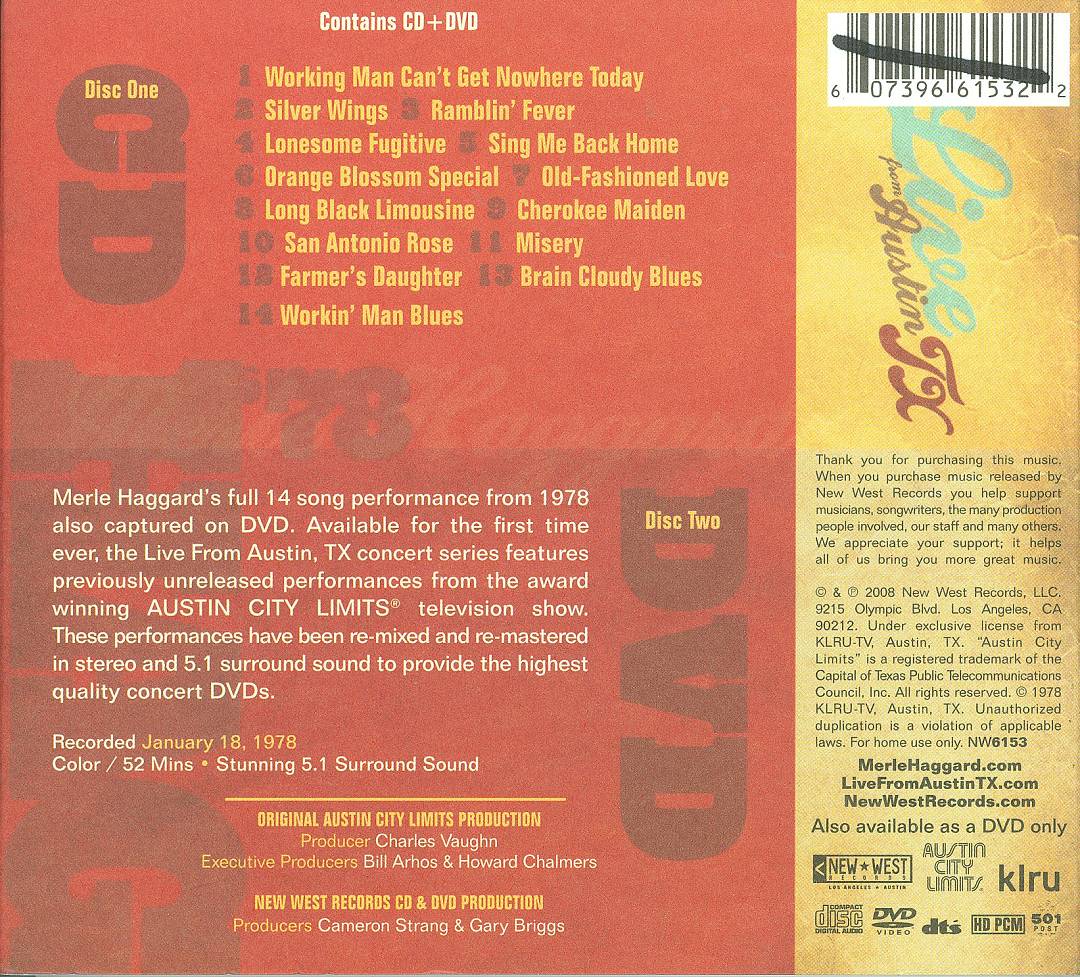 Live from Austin, TX 1978 cover art