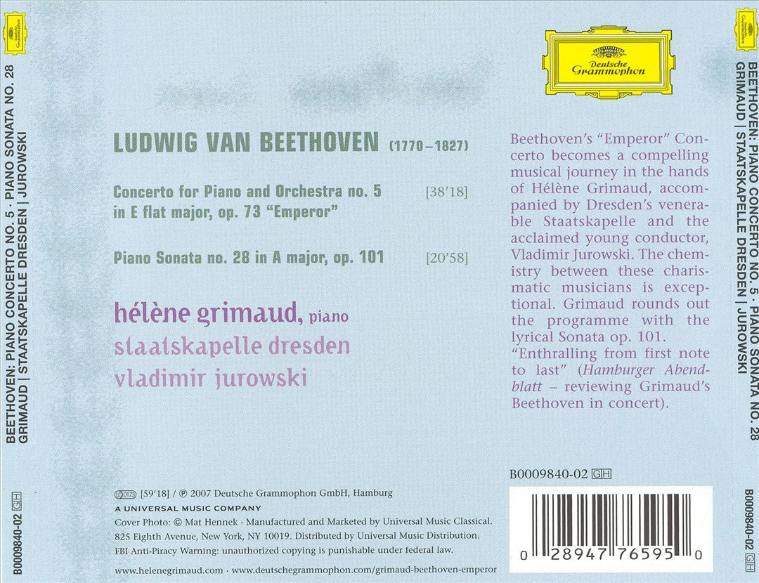 Beethoven: Piano Concerto No. 5; Piano Sonata No. 28 cover art