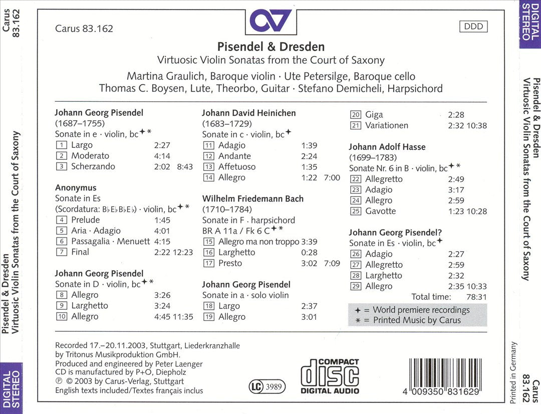 Pisendel & Dresden cover art