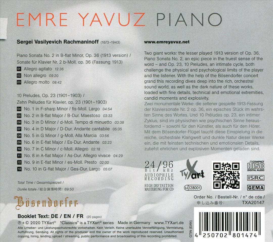 Rachmaninoff: Piano Sonata No. 2; 10 Preludes, Op. 23 cover art