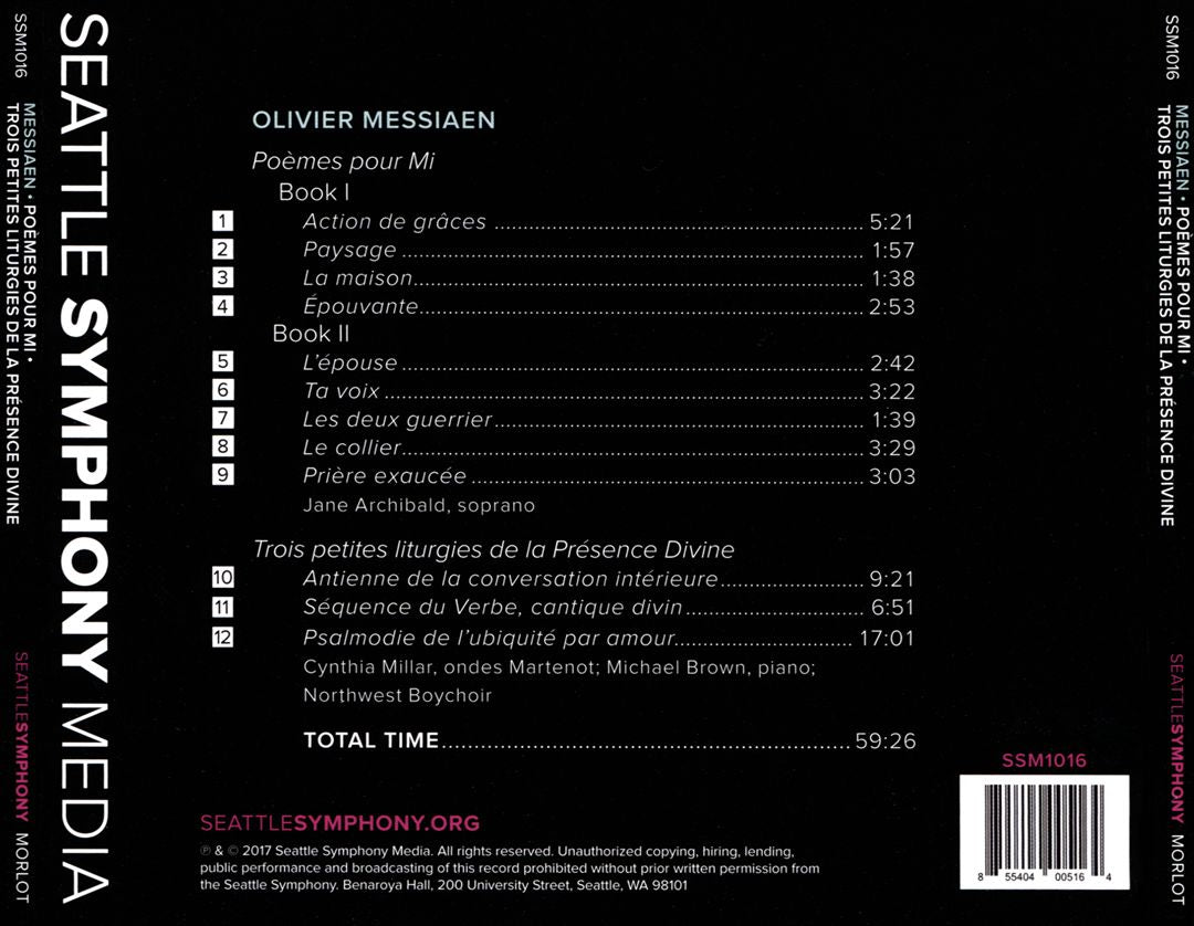 Messiaen: Poèmes pour Mi; Trois Petites Liturgies de la Présence Divine cover art