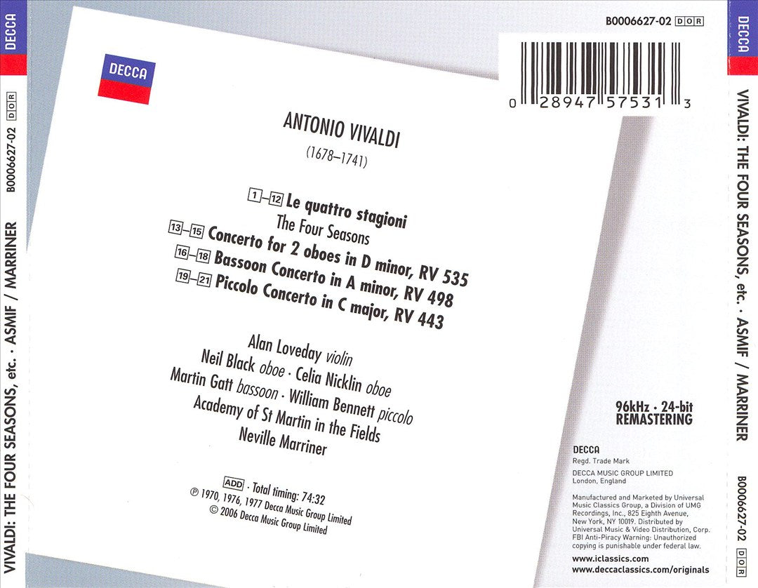 Vivaldi: The Four Seasons cover art