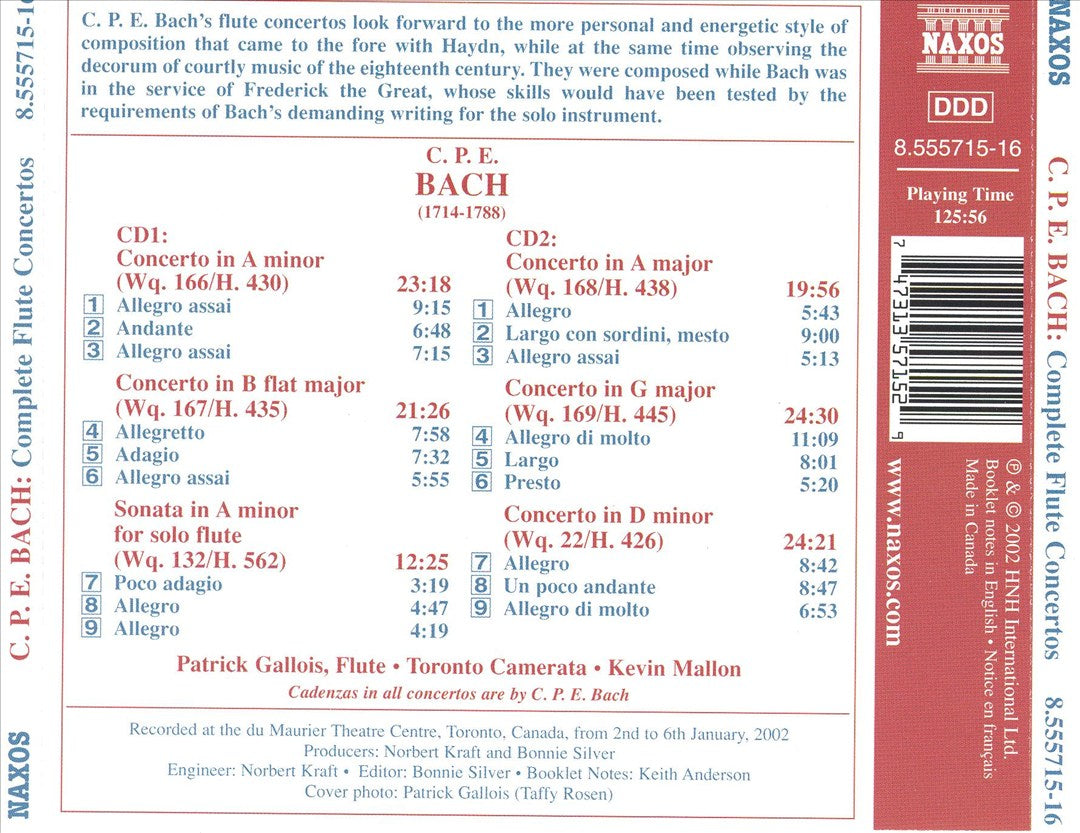 C.P.E. Bach: Complete Flute Concertos cover art