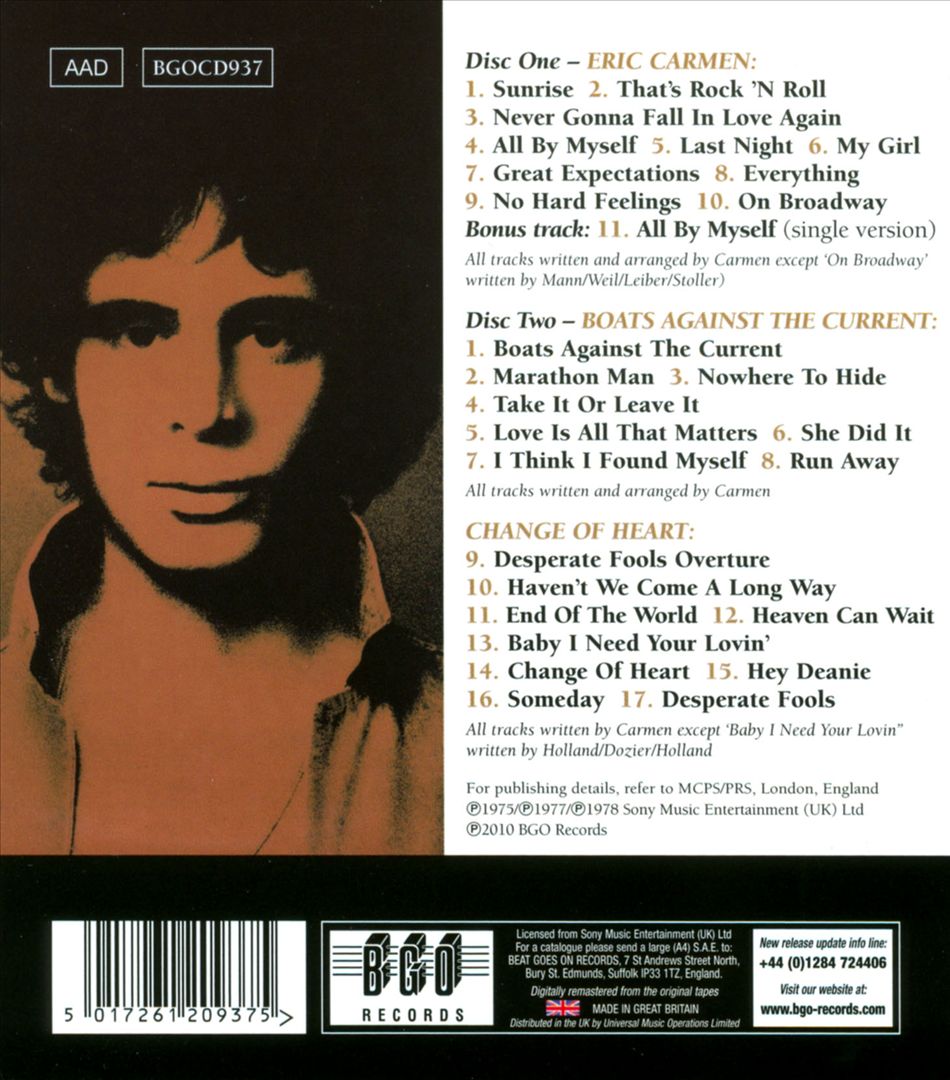 Eric Carmen/Boats Against the Current/Change of Heart cover art