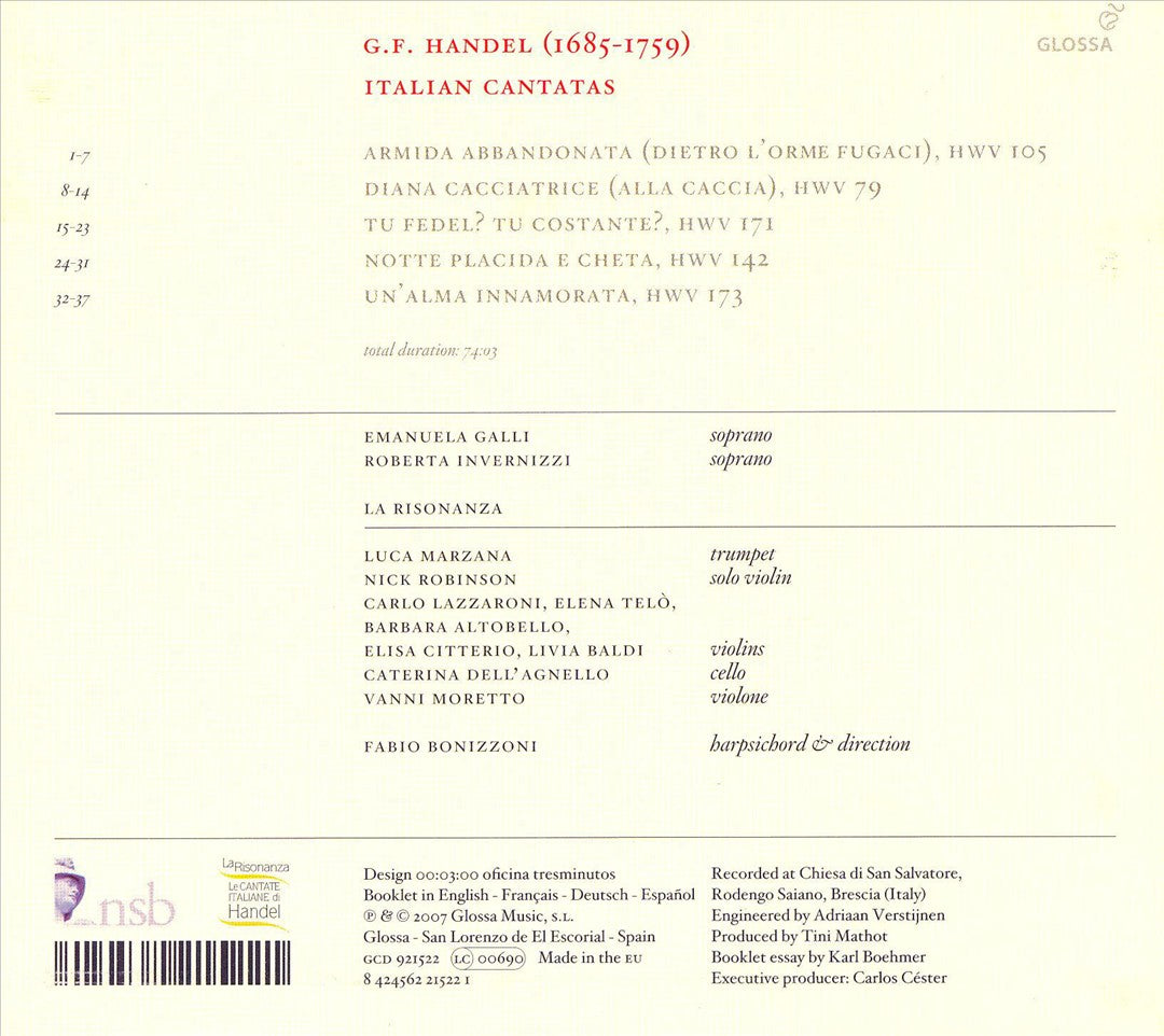 Handel: Le Cantate per il Marchese Ruspoli cover art