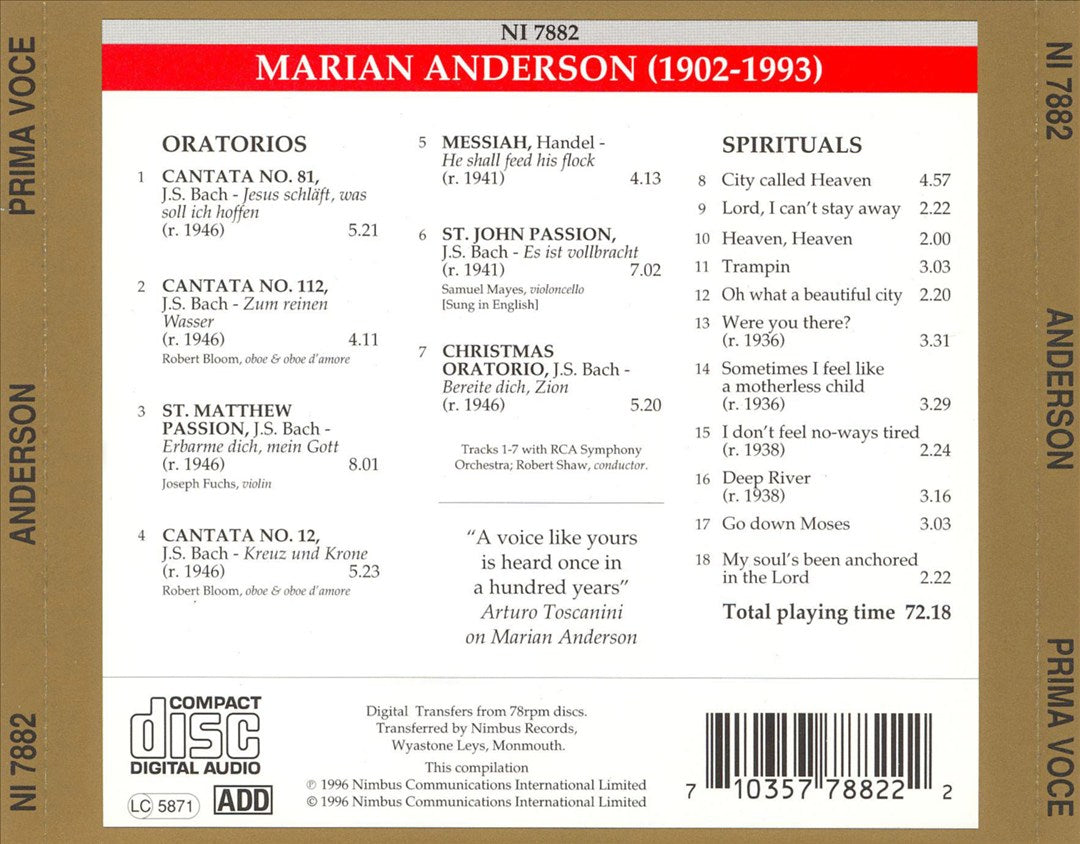 Prima Voce: Marian Anderson cover art