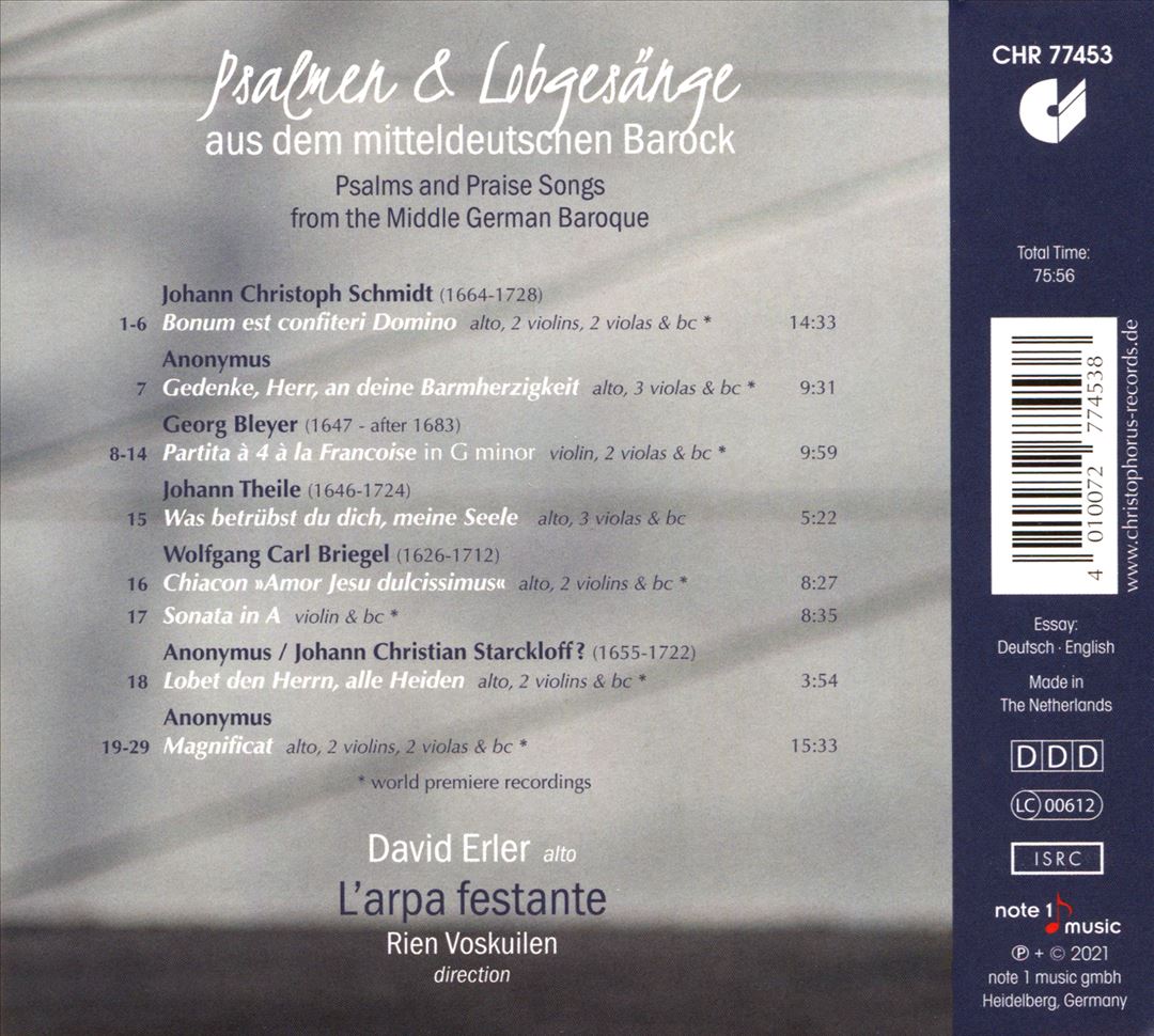 Psalmen und Lobgesänge aus dem mitteldeutschen Barock cover art