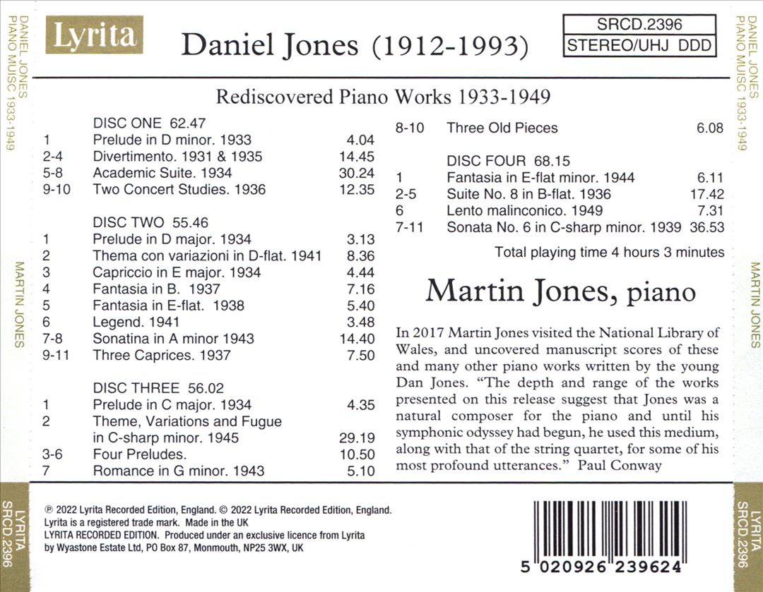 Daniel Jones: Rediscovered Piano Works cover art