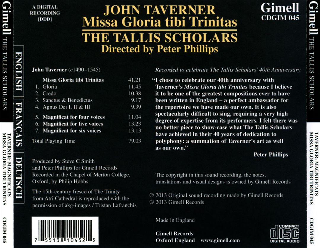 John Taverner: Missa Gloria Tibi Trinitas [2013 Recording] cover art