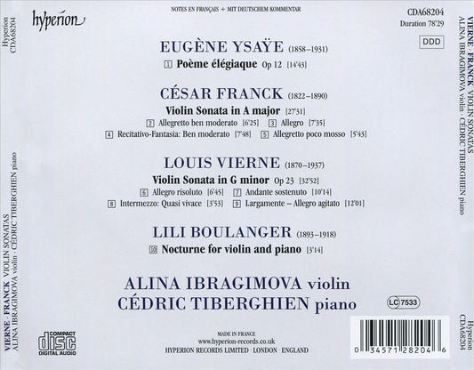 Vierne, Franck: Violin Sonatas; Ysaÿe: Poème élégiaque cover art