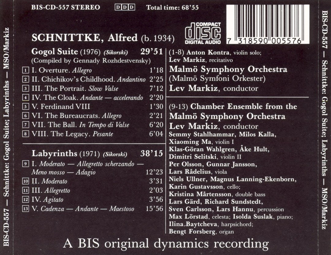 Alfred Schnittke: Gogol Suite; Labyrinths cover art