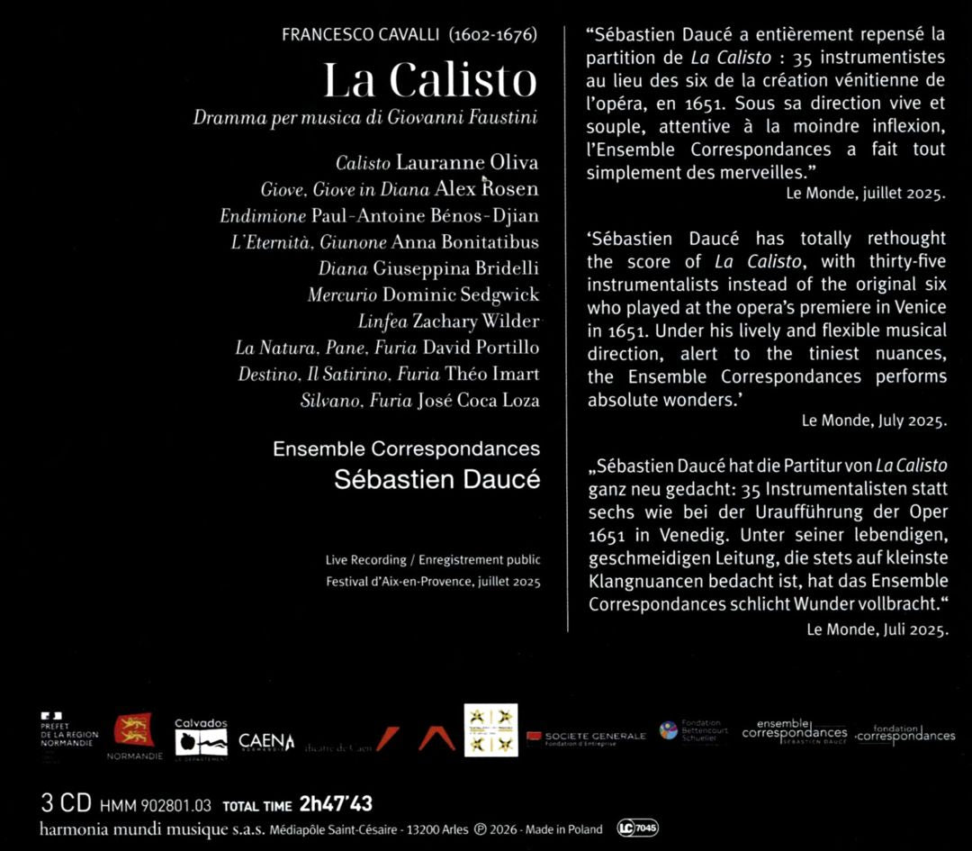 Francesco Cavalli: La Calisto cover art