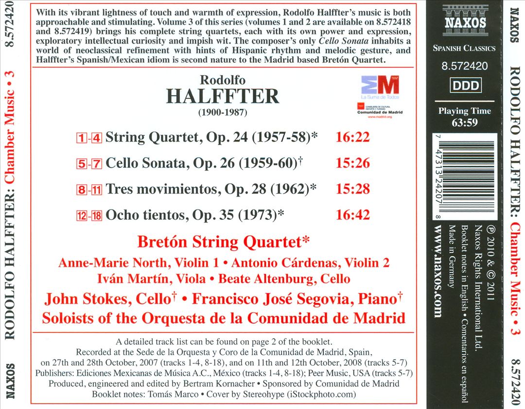 Rodolfo Halffter: Chamber Music, Vol. 3 cover art