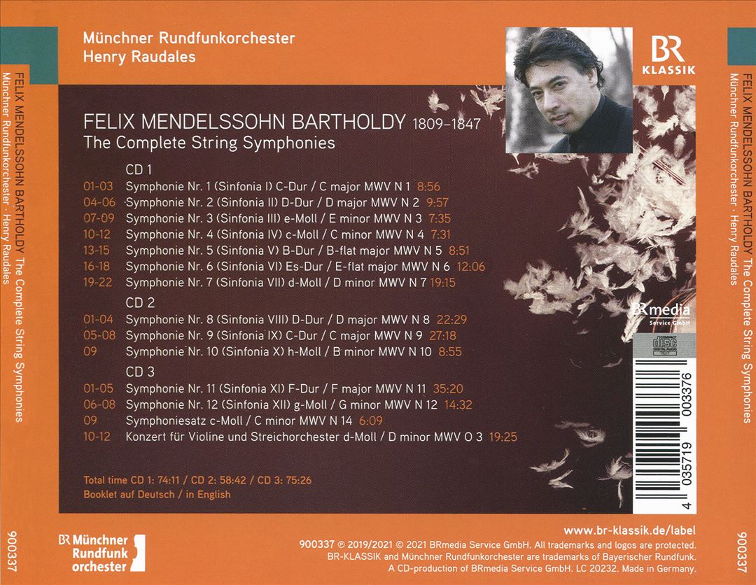 Felix Mendelssohn-Bartholdy: The Complete String Symphonies; Concerto for Violin and Strings in D minor cover art