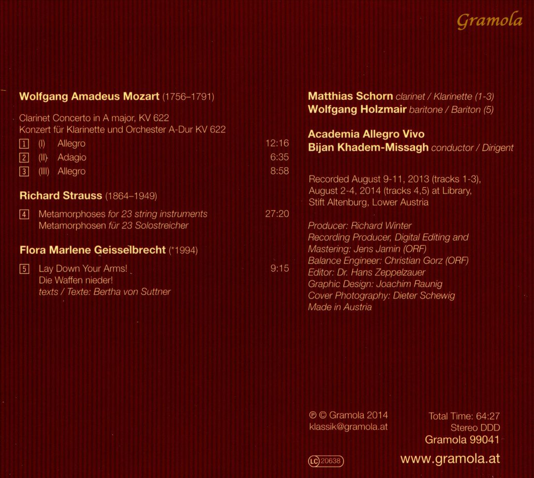 W. A. Mozart, R. Strauss, F. Geisselbrecht cover art