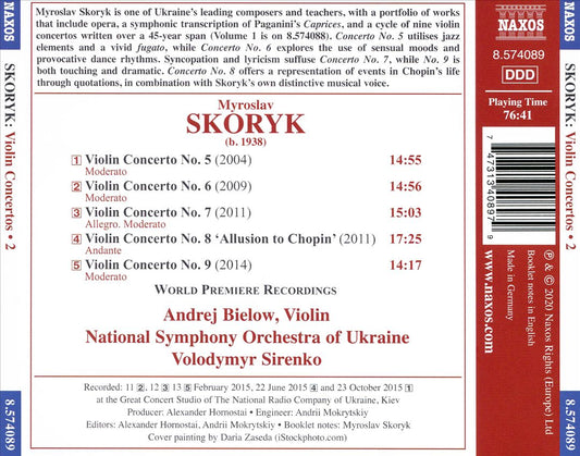 Myrosalv Skoryk: Violin Concertos, Vol. 2 - Nos. 5-9 cover art