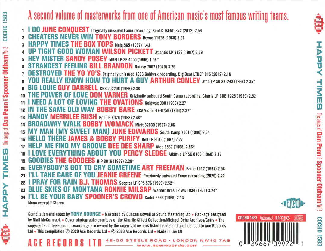 Happy Times: The Songs of Dan Penn & Spooner Oldham, Vol. 2 cover art