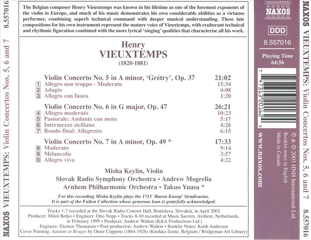 Vieuxtemps: Violin Concertos Nos. 5, 6 & 7 cover art