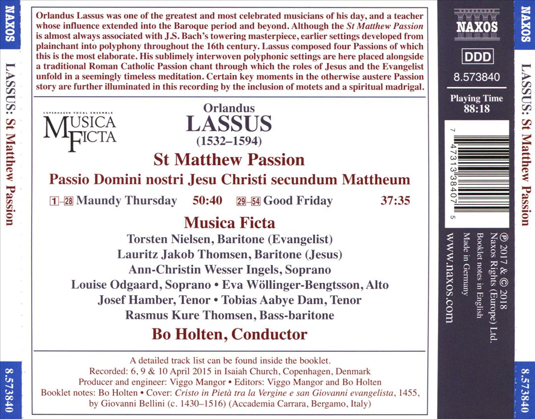 Lassus: St. Matthew Passion cover art