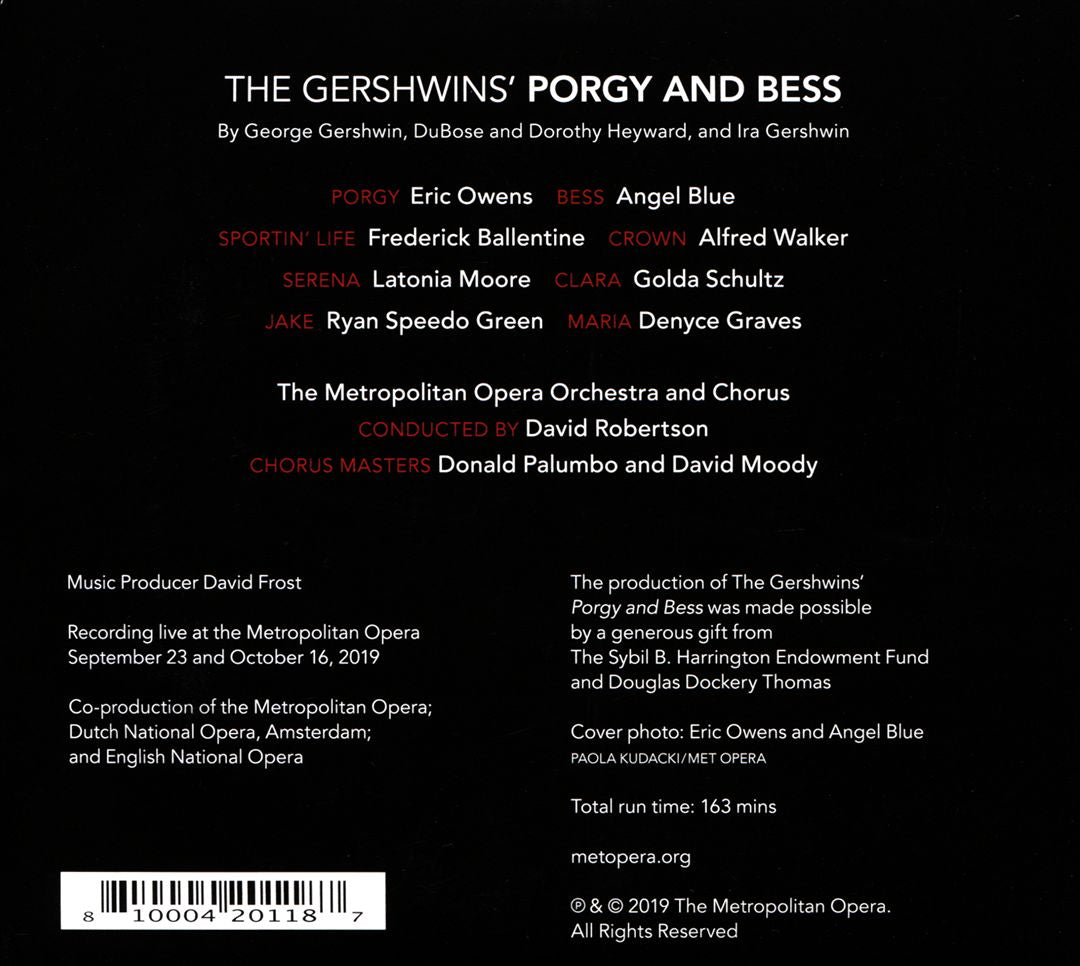 Gershwins' Porgy and Bess cover art