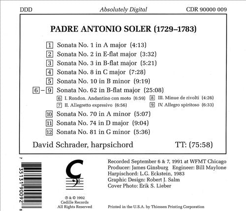 Padre Antonio Soler: Harpsichord Sonatas, Vol. 2 cover art
