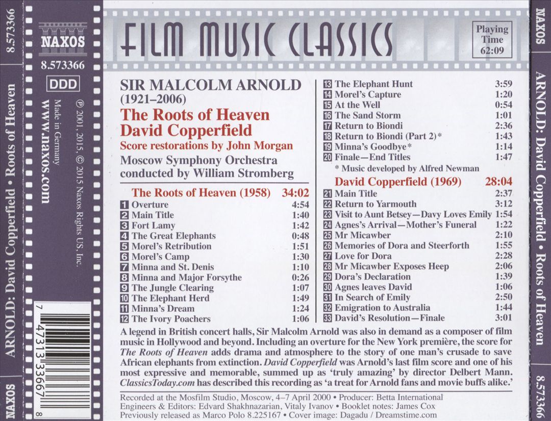 Classic Films Scores by Sir Malcolm Arnold: Roots of Heaven; David Copperfield cover art