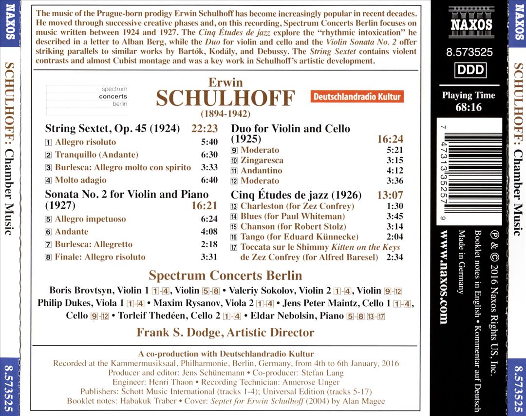 Erwin Schulhoff: Chamber Music cover art