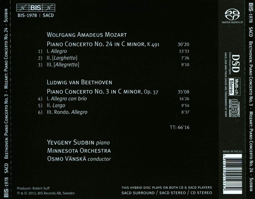 Beethoven: Piano Concerto No. 3; Mozart: Piano Concerto No. 24 cover art