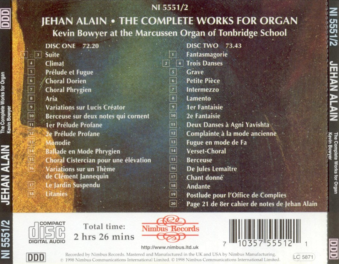 Jehan Alain: The Complete Works for Organ cover art