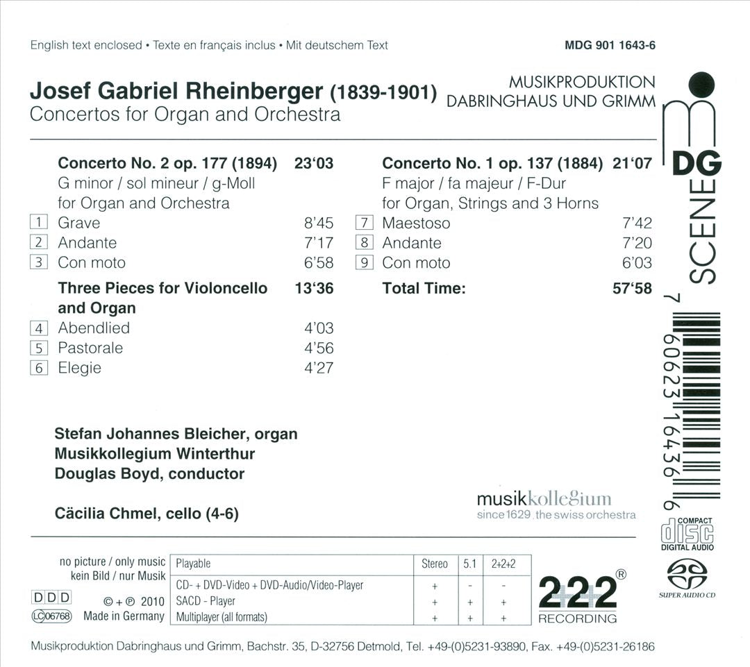 Rheinberger: Complete Organ Concertos cover art