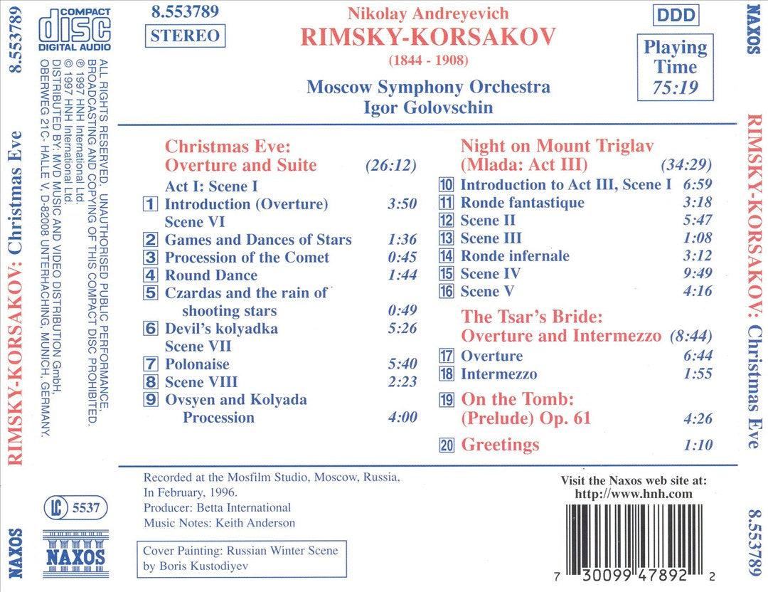 Rimsky-Korsakov: Christmas Eve; Night on Mount Triglav cover art