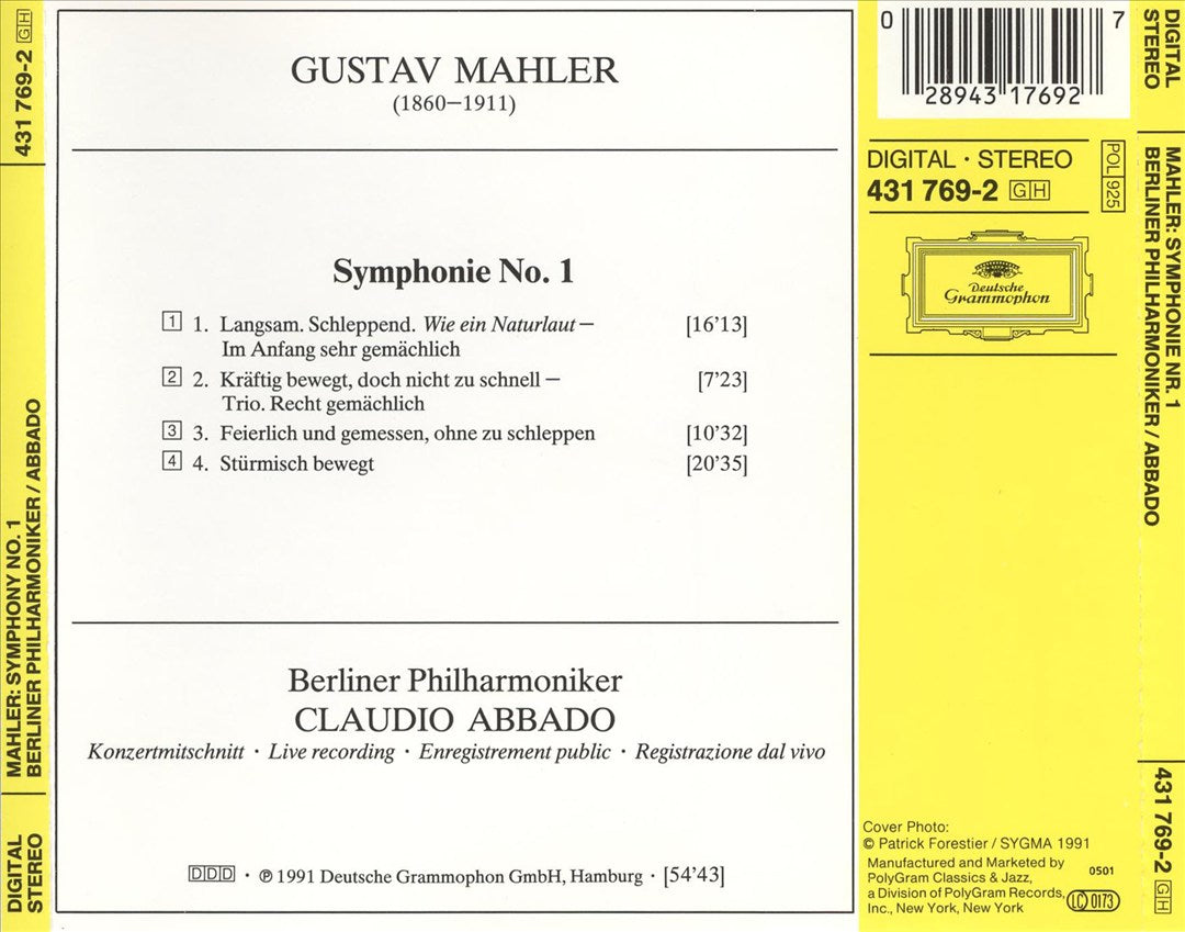Mahler: Symphonie No. 1 cover art
