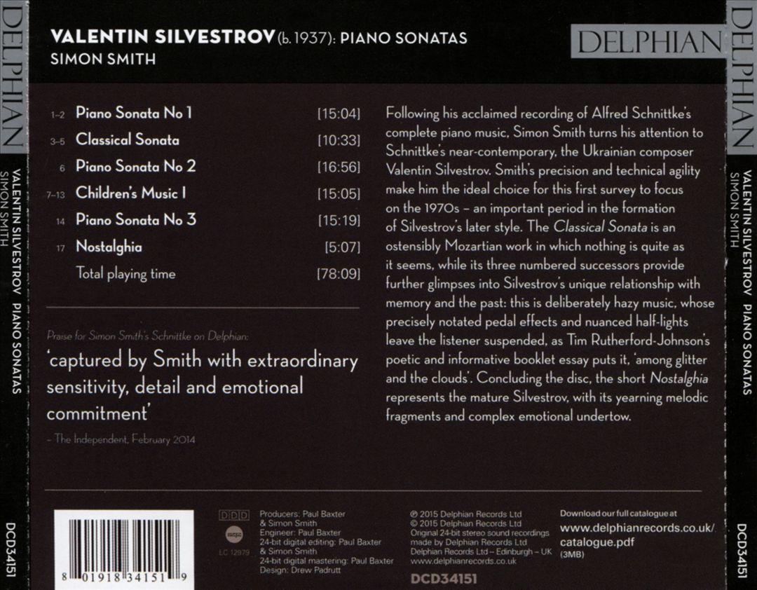 Valentin Silvestrov: Piano Sonatas cover art