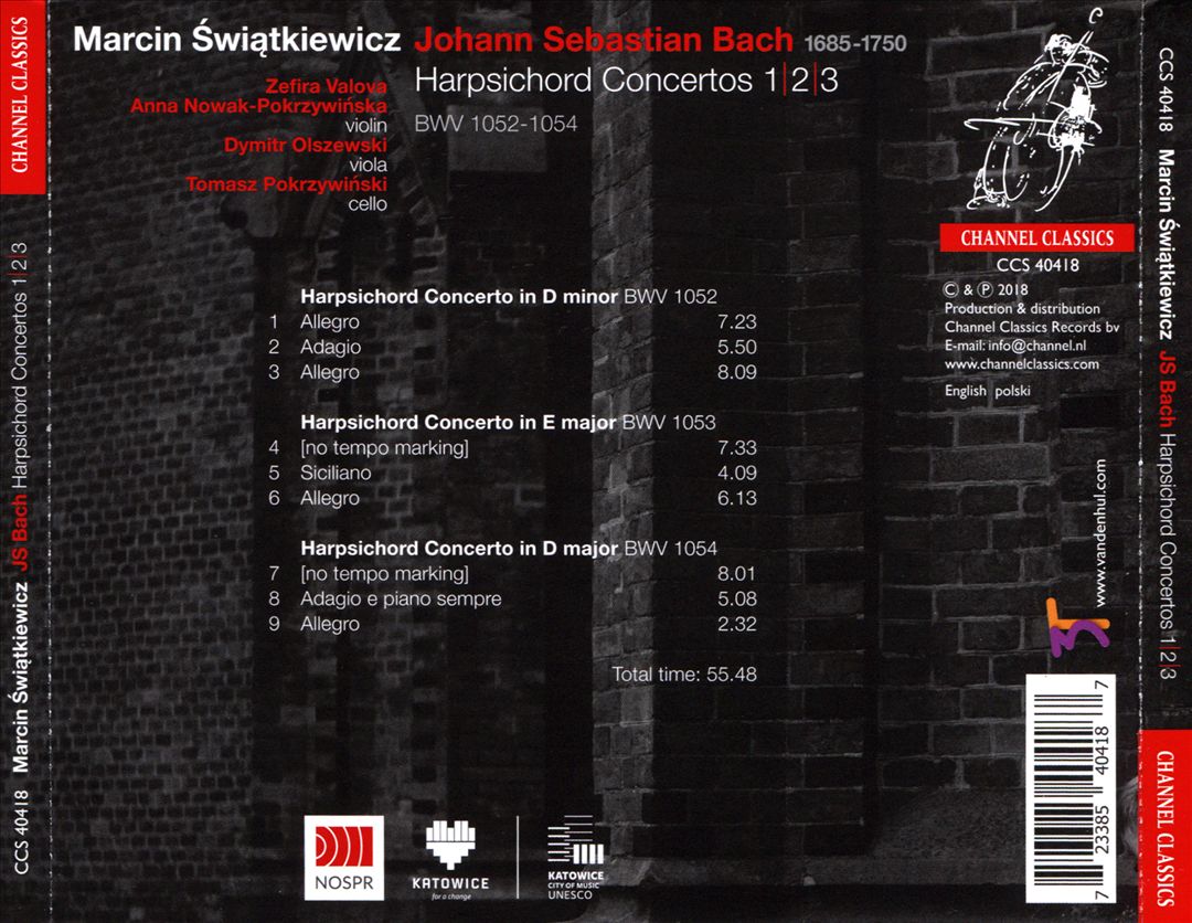 JS Bach: Harpsichord Concertos Nos.1, 2, 3 cover art