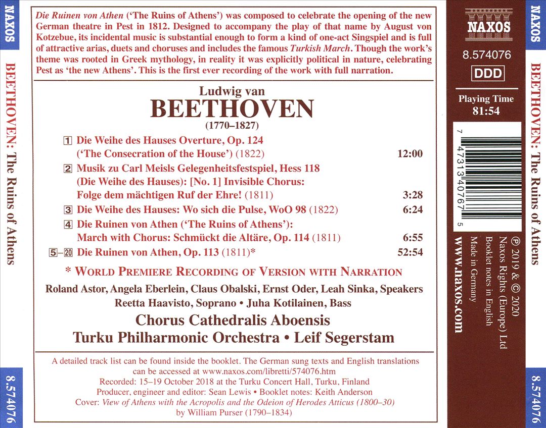 Beethoven: Die Ruinen von Athen cover art